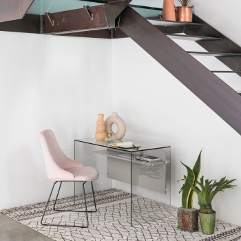 Scriba PC desk by Pezzani in tempered glass 