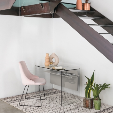 Scriba PC desk by Pezzani in tempered glass 