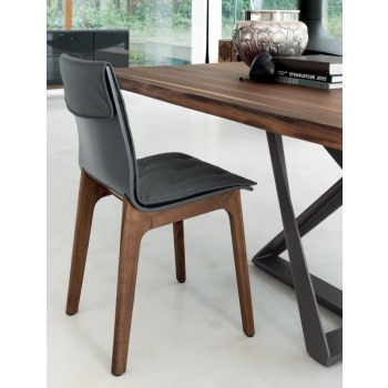 Alfa chair by Bontempi with lacquered wood monocoque