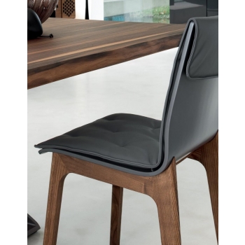 Alfa chair by Bontempi with lacquered wood monocoque