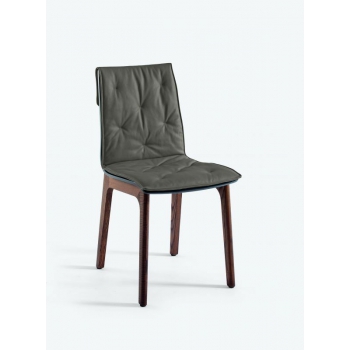 Alfa chair by Bontempi with lacquered wood monocoque and optional cushion