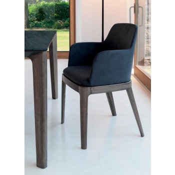 Bontempi Margot chair with wooden or lacquered steel structure, padded