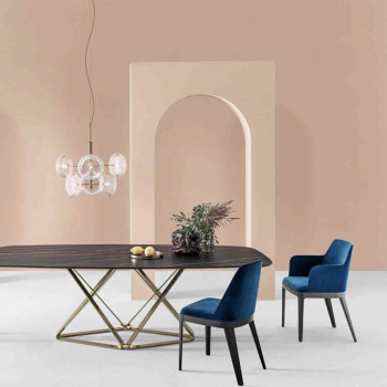 Bontempi Margot chair with wooden or lacquered steel structure, padded