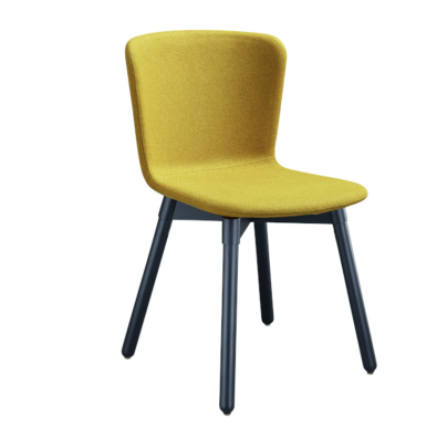 Calla S L_C PP_TS chair with wooden base and fabric shell by Midj
