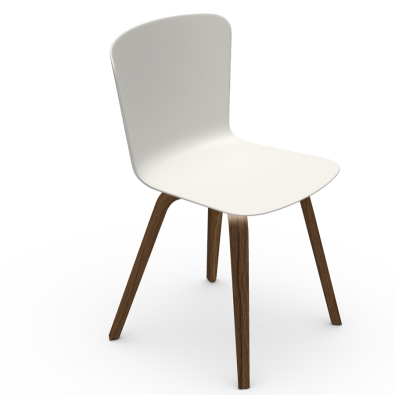 Calla S L_N PP chair with wooden base and polypropylene shell