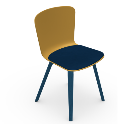 Calla S L_N PP_TS chair with wooden base, polypropylene shell covered in Midj fabric