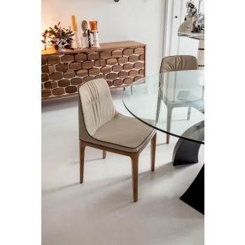Chair with leather frame covered with leather, leather or leather Mivida Di Tonin Casa