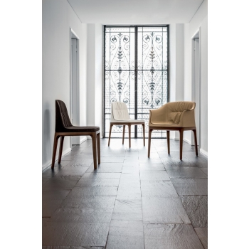 Chair with leather frame covered with leather, leather or leather Mivida Di Tonin Casa