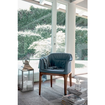 Chair with leather frame covered with leather, leather or leather Mivida Di Tonin Casa