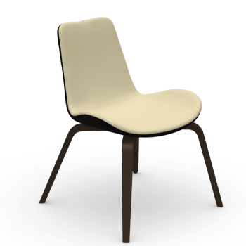 Dalia SL chair with wooden base and padded shell by Midj