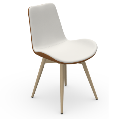 Dalia SL chair with wooden base and padded shell by Midj