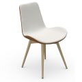 Dalia SL chair with wooden base and padded shell by Midj