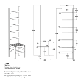 Cipì Arya CP504S free standing chair in natural Teak