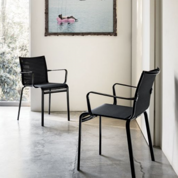 Net stackable chair by Bontempi with texplast seat and steel structure