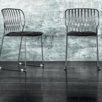 Freak iron chair by Bontempi stackable with lacquered steel structure