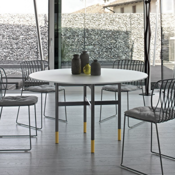 Freak iron chair by Bontempi stackable with lacquered steel structure