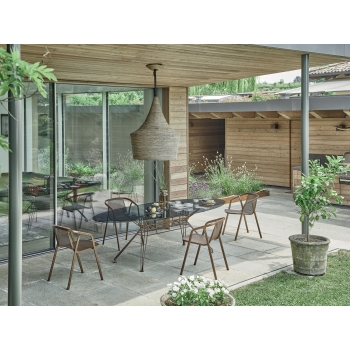 Ines chair by Bontempi in lacquered steel with mesh seat and backrest