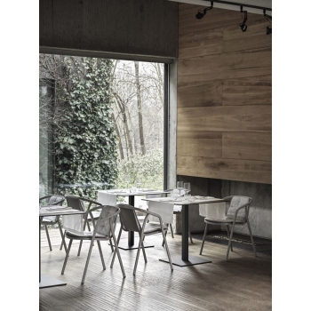 Ines chair by Bontempi in lacquered steel with mesh seat and backrest