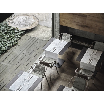 Ines chair by Bontempi in lacquered steel with mesh seat and backrest