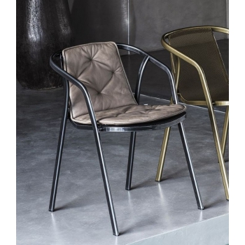 Intemp chair by Bontempi in lacquered steel with mesh and backrest