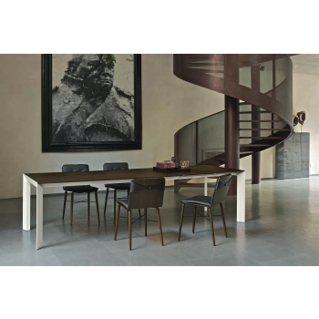 Kate Bontempi chair with wooden seat and wooden or steel structure