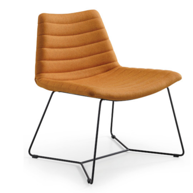 Cover PM TV TS metal armchair with writing tablet upholstered in fabric or leather by Midj