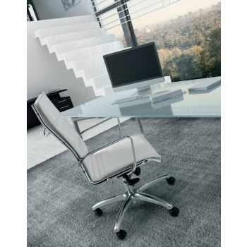 Lux chair by Olivo & Groppo, padded and upholstered with wheels