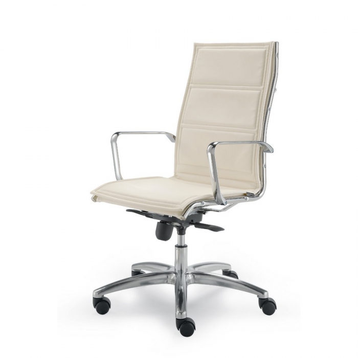 Lux chair by Olivo & Groppo, padded and upholstered with wheels