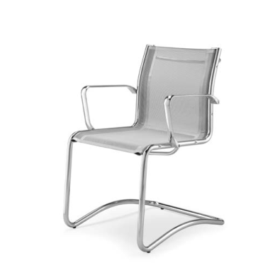 Lux chair by Olivo & Groppo in Net fabric with sled base
