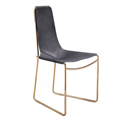 Mia SM CU chair in metal and leather by Midj