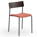 Mito SM TS-LG metal chair covered in fabric or leather and wooden back by Midj
