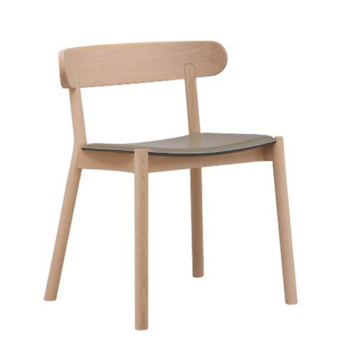 Montera SL CU chair in wood and leather by Midj
