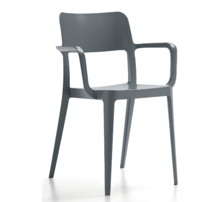 Nenè P PP-TS chair in polypropylene with armrests covered in fabric by Midj