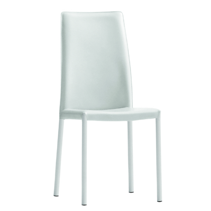Nuvola SA M CU chair in metal and leather by Midj with high backrest