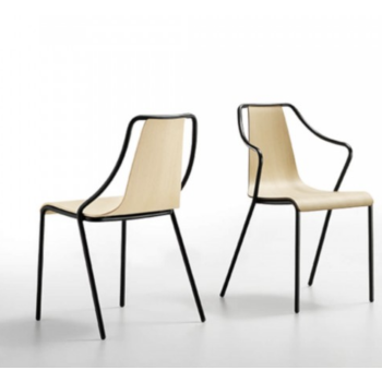 Ola metal chair for indoor and outdoor stacking by Midj