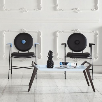 PENELOPE chair by Bontempi with lacquered steel structure, padded and upholstered with and without armrests