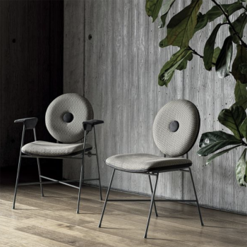 PENELOPE chair by Bontempi with lacquered steel structure, padded and upholstered with and without armrests