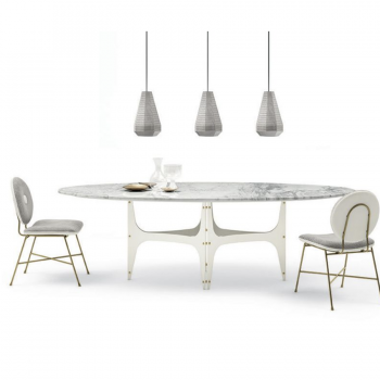 PENELOPE chair by Bontempi with lacquered steel structure, padded and upholstered with and without armrests