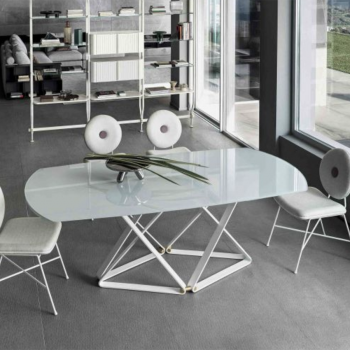 PENELOPE chair by Bontempi with lacquered steel structure, padded and upholstered with and without armrests
