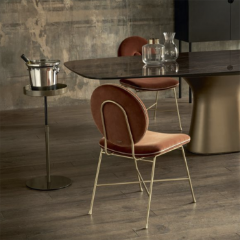 PENELOPE chair by Bontempi with lacquered steel structure, padded and upholstered with and without armrests