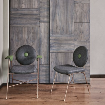 PENELOPE chair by Bontempi with lacquered steel structure, padded and upholstered with and without armrests