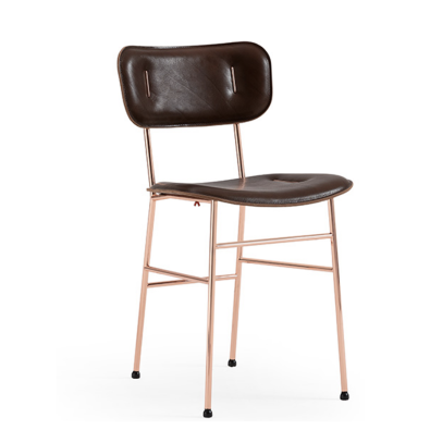 Piuma SM CU chair in metal and leather by Midj