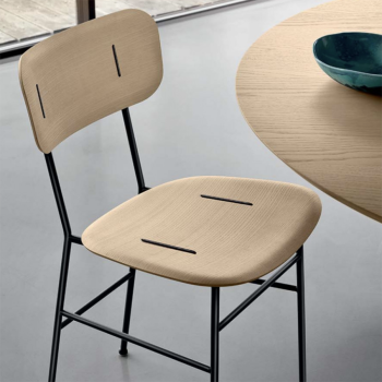 Piuma SM LG chair in metal and wood by Midj