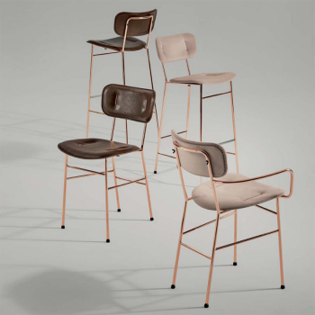 Piuma SM TS metal chair covered in fabric or leather by Midj