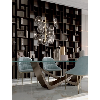 Queen chair by Bontempi in solid wood or lacquered steel with padded and upholstered shell