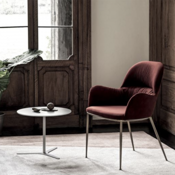 Queen chair by Bontempi in solid wood or lacquered steel with padded and upholstered shell