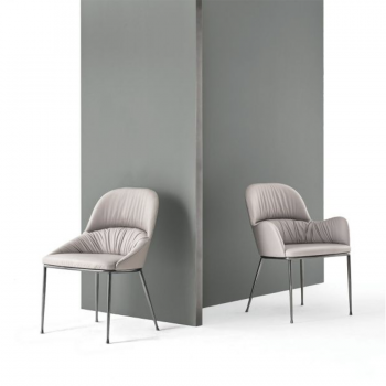 Queen chair by Bontempi in solid wood or lacquered steel with padded and upholstered shell