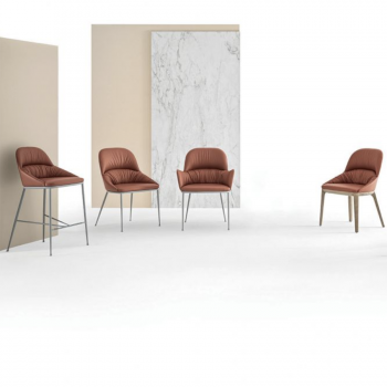 Queen chair by Bontempi in solid wood or lacquered steel with padded and upholstered shell