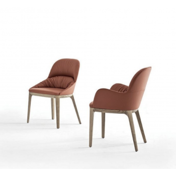 Queen chair by Bontempi in solid wood or lacquered steel with padded and upholstered shell