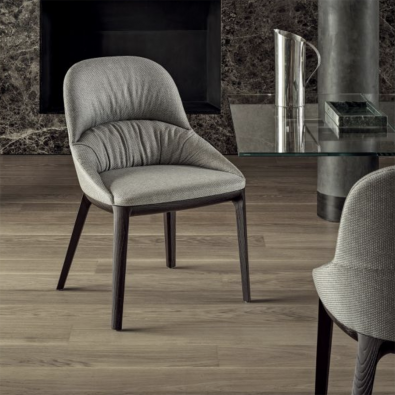 Queen chair by Bontempi in solid wood or lacquered steel with padded and upholstered shell